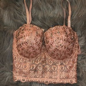 Pink Laced sequined caged bra top